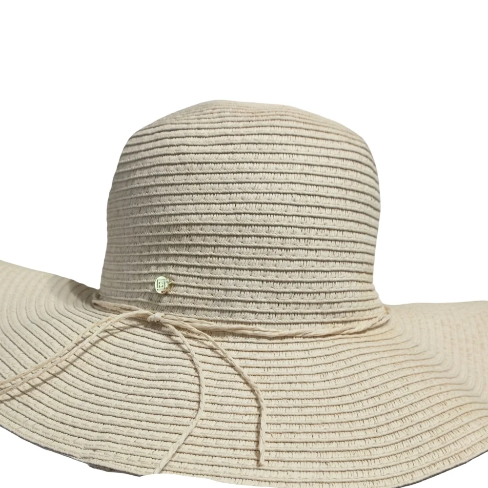 Liz Claiborn Wide Brim Straw Sun Hat - Cream